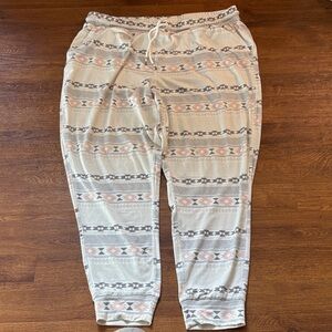 Eddie Bauer Cream and Pink Patterned Pajama Pants